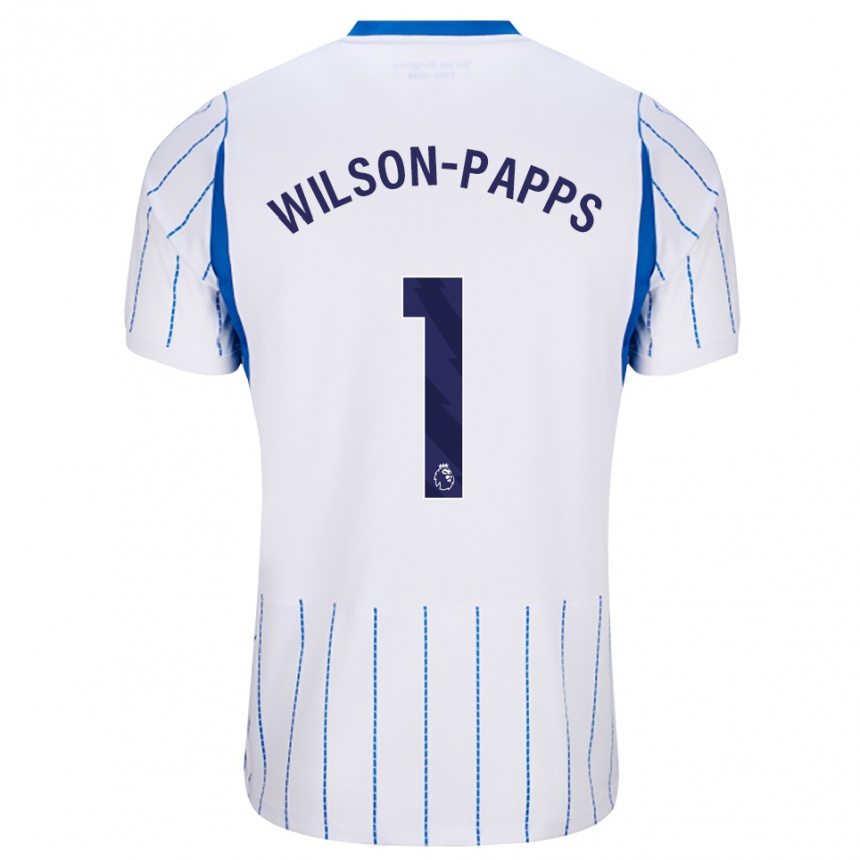 גברים כדורגל Charlie Wilson-Papps #1 כחול דודוד לבן הרחק ג'רזי 2026/27