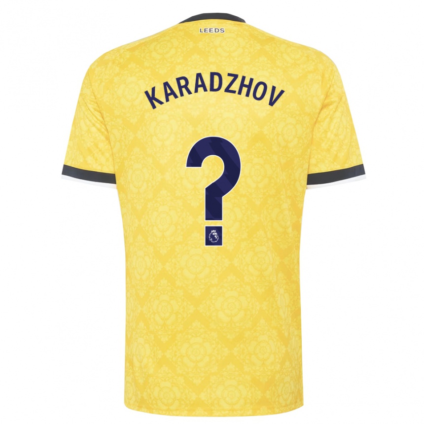 גברים כדורגל Viktor Karadzhov #0 צהוב לבן שחור הרחק ג'רזי 2026/27