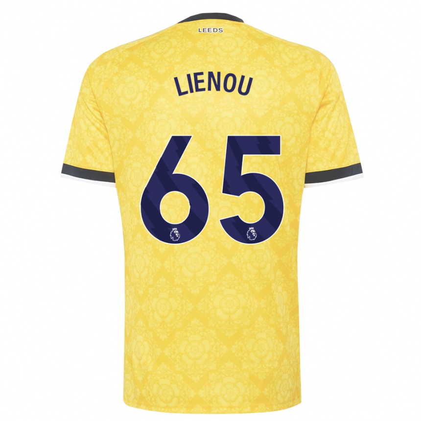 גברים כדורגל Jayden Lienou #65 צהוב לבן שחור הרחק ג'רזי 2026/27