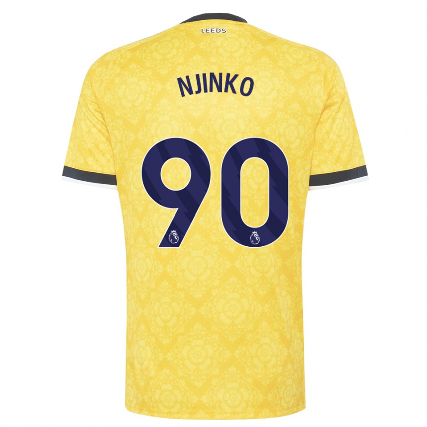 גברים כדורגל Carrick Njinko #90 צהוב לבן שחור הרחק ג'רזי 2026/27