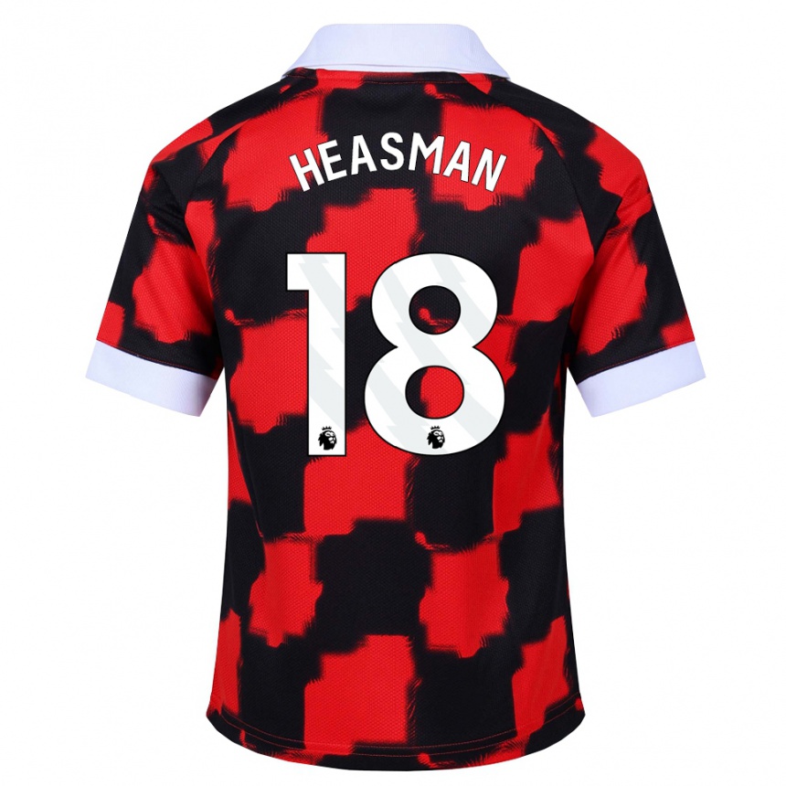 גברים כדורגל Georgia Heasman #18 אדום לבן שחור הרחק ג'רזי 2026/27