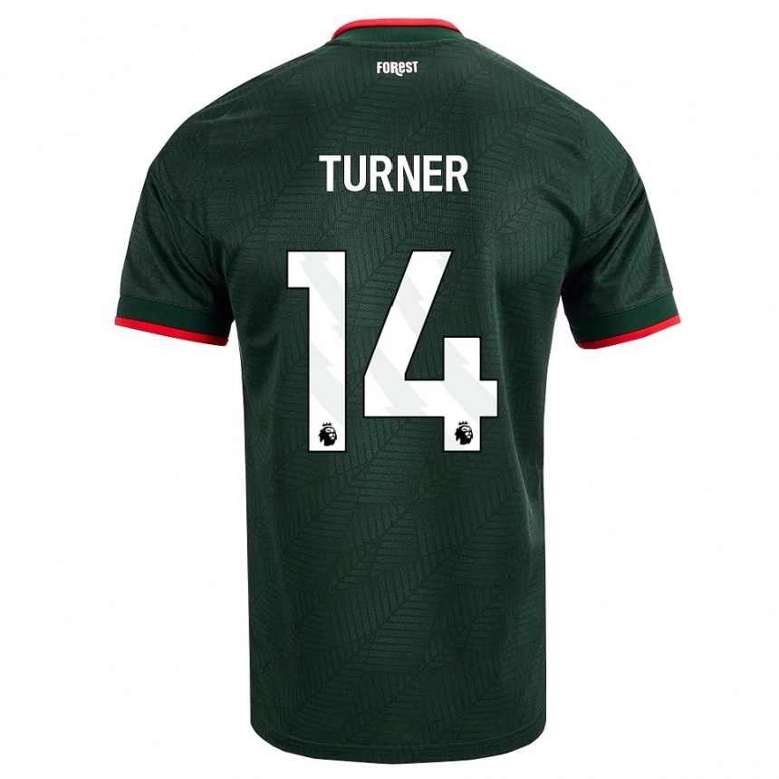 גברים כדורגל Luca Turner #14 ירוק כהה אדום הרחק ג'רזי 2026/27