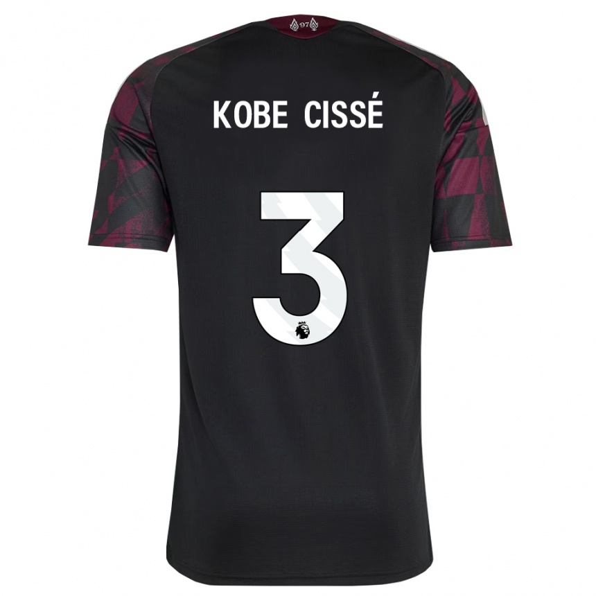 גברים כדורגל Prince Kobe Cissé #3 שחור לבן סגול ג'רזי קיט שלישי 2026/27