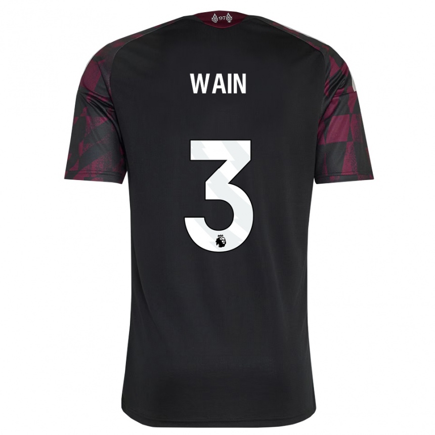 גברים כדורגל Cian Wain #3 שחור לבן סגול ג'רזי קיט שלישי 2026/27