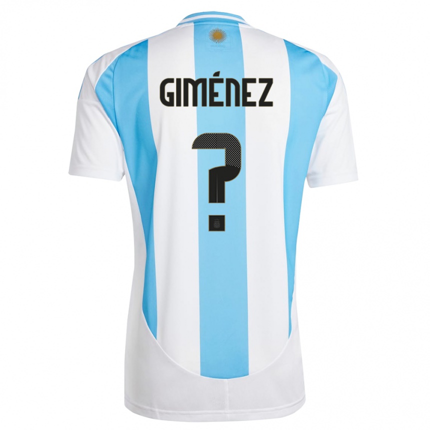 ילדים כדורגל ארגנטינה Juan Giménez #0 לבן כחול ג'רזי ביתית 24-26