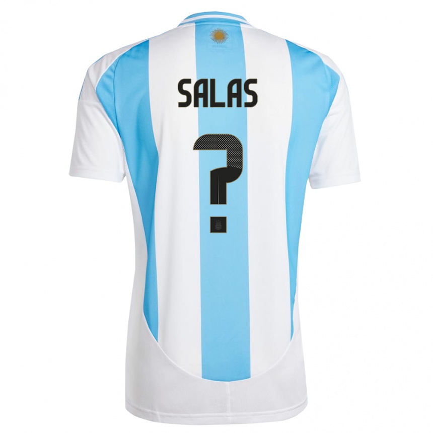 ילדים כדורגל ארגנטינה Joaquin Salas #0 לבן כחול ג'רזי ביתית 24-26