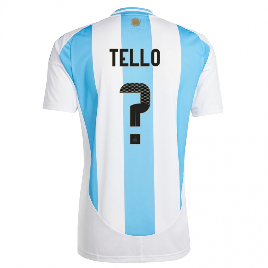 ילדים כדורגל ארגנטינה Alejandro Tello #0 לבן כחול ג'רזי ביתית 24-26