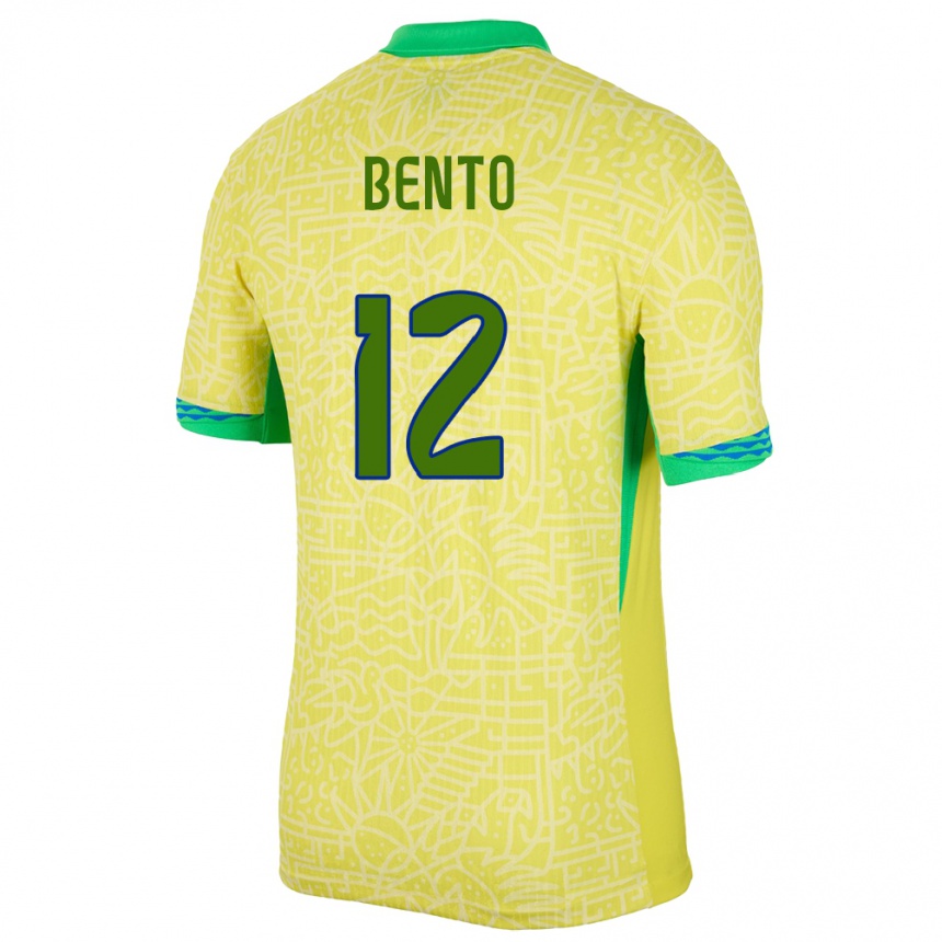 ילדים כדורגל ברזיל Bento #12 צהוב ג'רזי ביתית 24-26