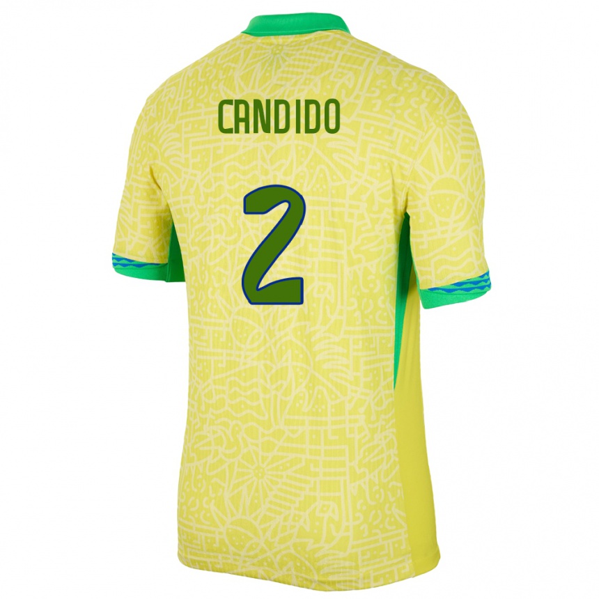 ילדים כדורגל ברזיל Angelo Candido #2 צהוב ג'רזי ביתית 24-26