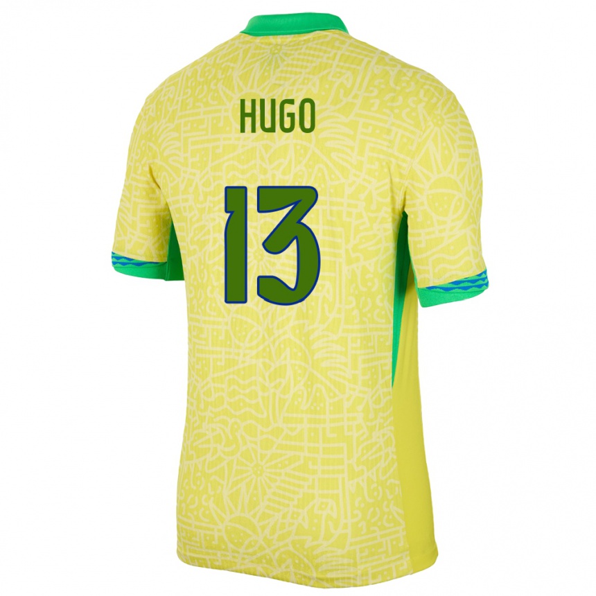 ילדים כדורגל ברזיל Vitor Hugo #13 צהוב ג'רזי ביתית 24-26