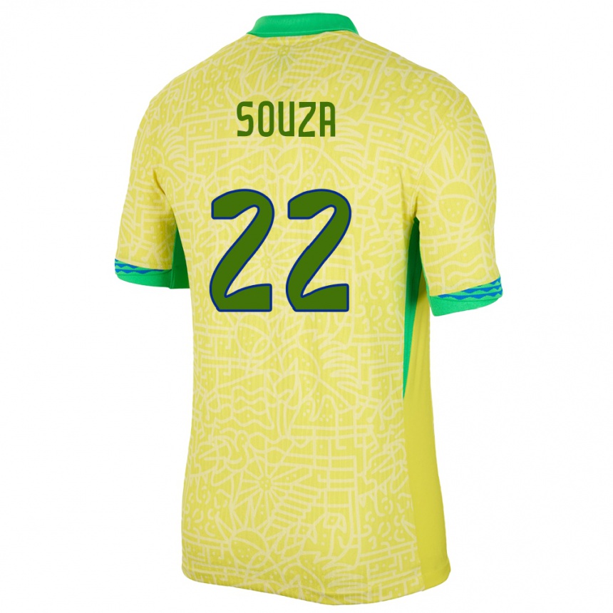 ילדים כדורגל ברזיל Luiz Souza #22 צהוב ג'רזי ביתית 24-26