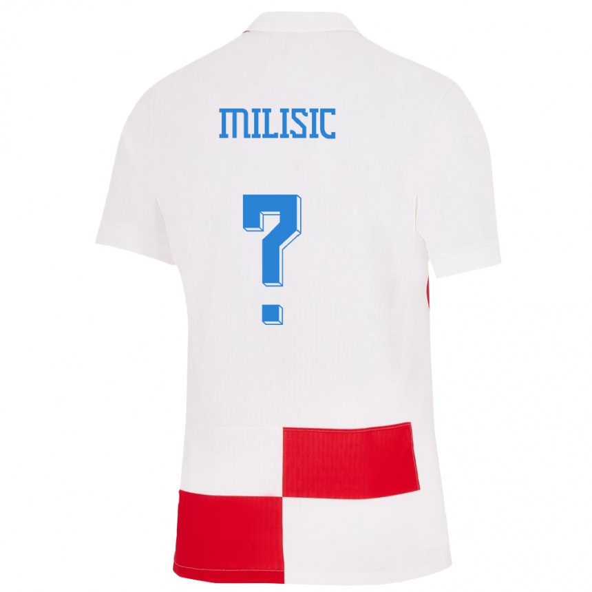 ילדים כדורגל קרואטיה Duje Milisic #0 לבן אדום ג'רזי ביתית 24-26