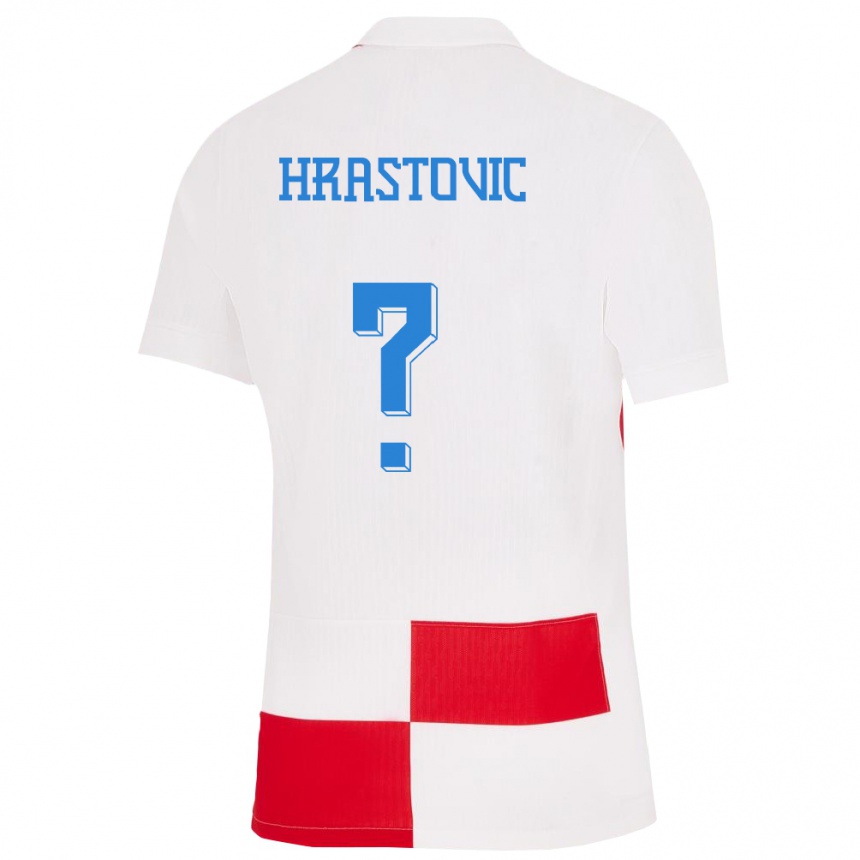 ילדים כדורגל קרואטיה Zvonimir Hrastovic #0 לבן אדום ג'רזי ביתית 24-26