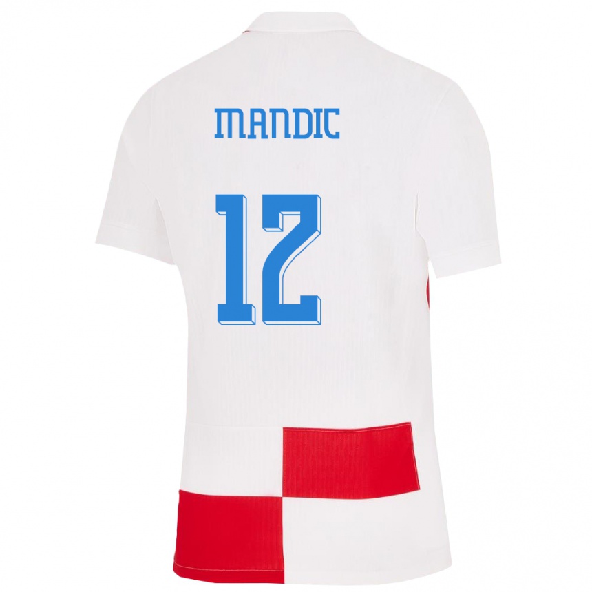 ילדים כדורגל קרואטיה Ivan Mandic #12 לבן אדום ג'רזי ביתית 24-26