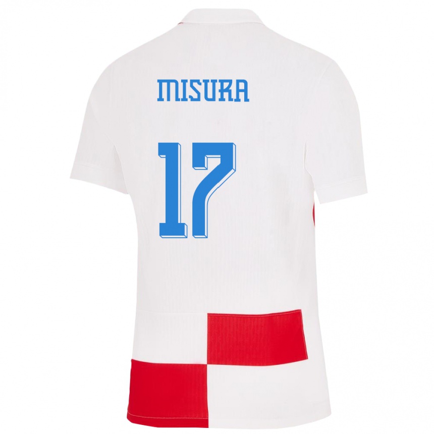 ילדים כדורגל קרואטיה Bruno Misura #17 לבן אדום ג'רזי ביתית 24-26