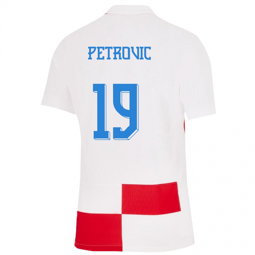 ילדים כדורגל קרואטיה Luka Petrovic #19 לבן אדום ג'רזי ביתית 24-26