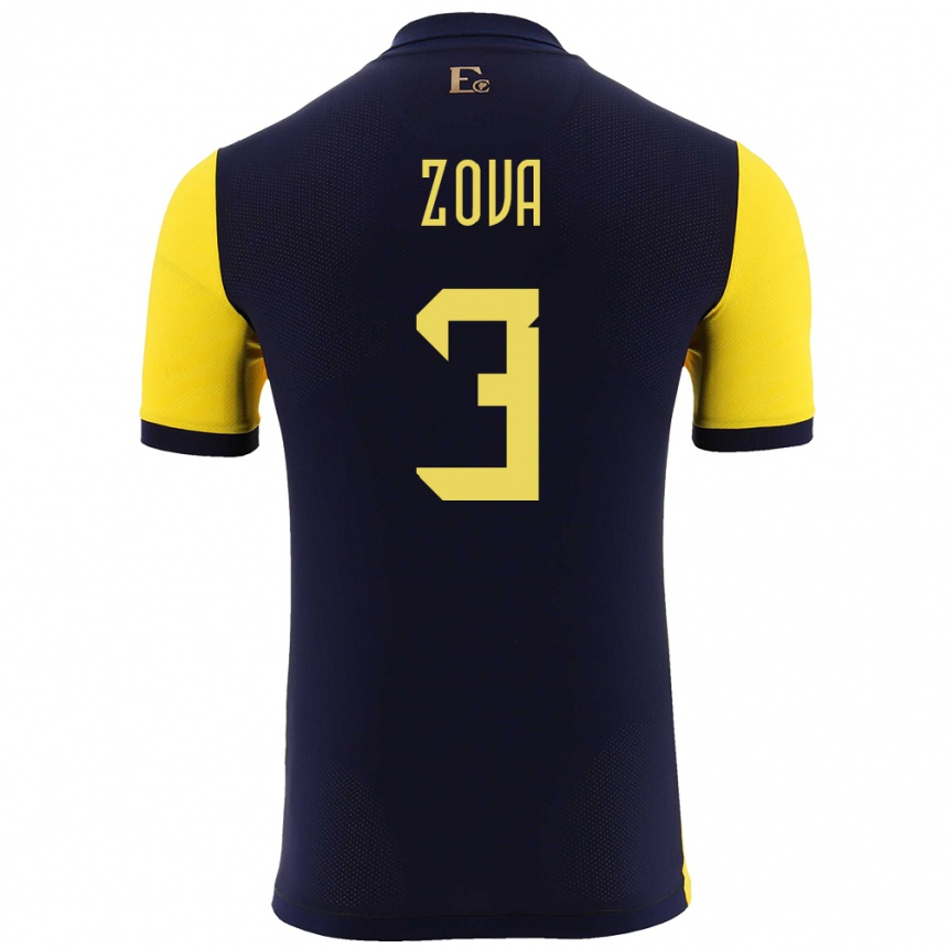 ילדים כדורגל אקוודור Alex Zova #3 צהוב ג'רזי ביתית 24-26