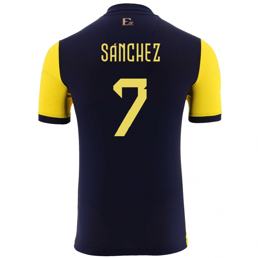 ילדים כדורגל אקוודור Santiago Sánchez #7 צהוב ג'רזי ביתית 24-26