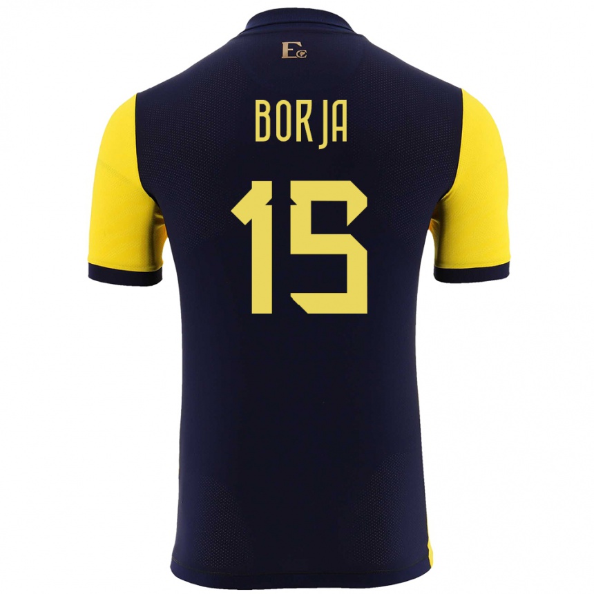 ילדים כדורגל אקוודור Ronny Borja #15 צהוב ג'רזי ביתית 24-26