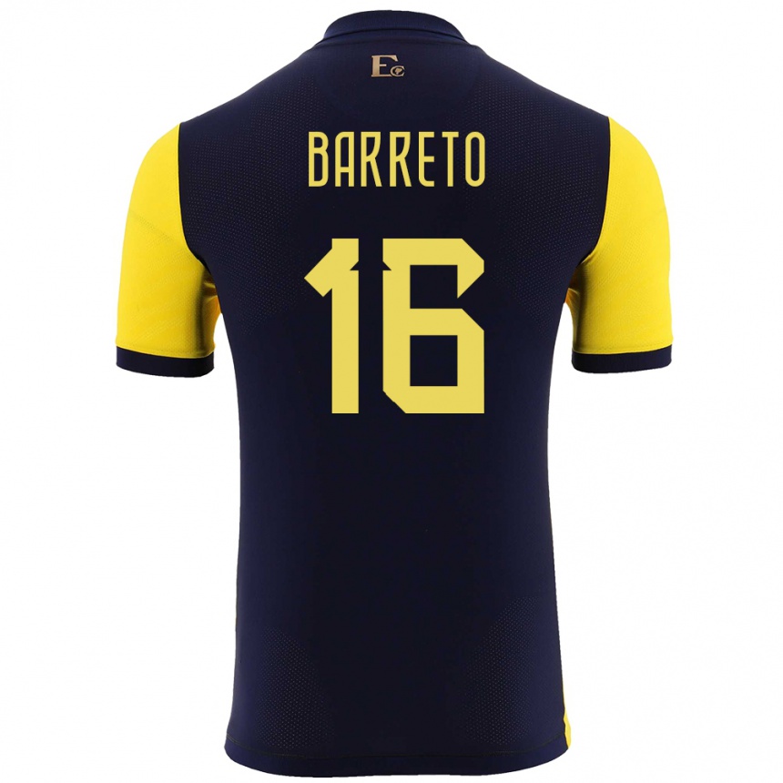 ילדים כדורגל אקוודור Andry Barreto #16 צהוב ג'רזי ביתית 24-26