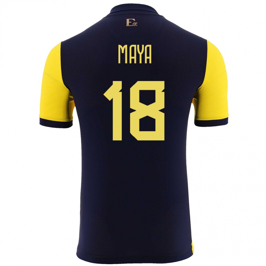 ילדים כדורגל אקוודור Jhoel Maya #18 צהוב ג'רזי ביתית 24-26