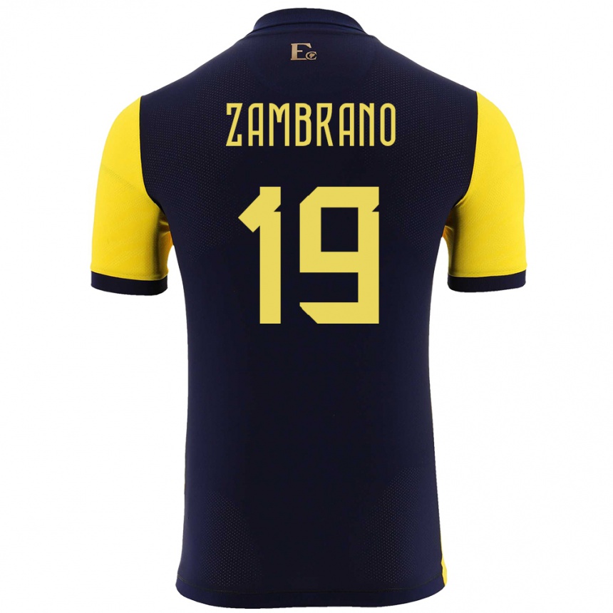 ילדים כדורגל אקוודור Cristhoper Zambrano #19 צהוב ג'רזי ביתית 24-26