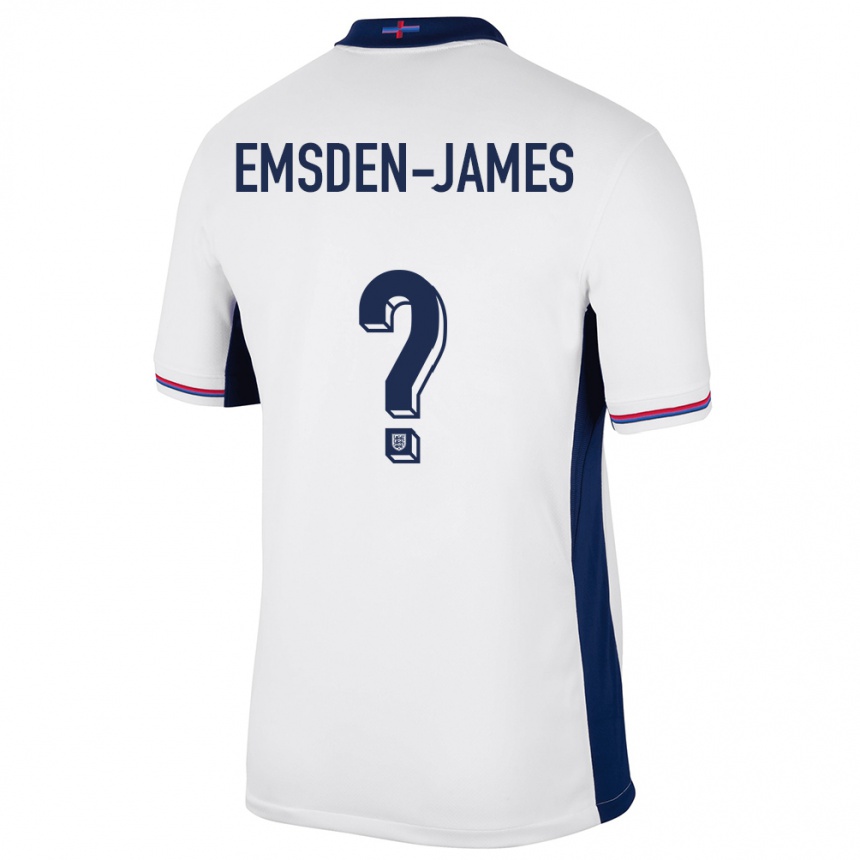 ילדים כדורגל אנגליה Harley Emsden-James #0 לבן ג'רזי ביתית 24-26