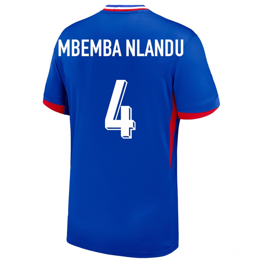 ילדים כדורגל צרפת Emmanuel Mbemba Nlandu #4 כְּחוֹל ג'רזי ביתית 24-26