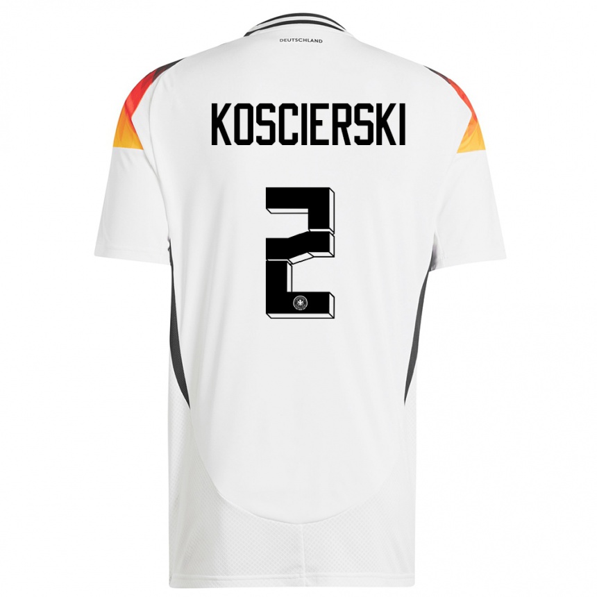 ילדים כדורגל גרמניה Kacper Koscierski #2 לבן ג'רזי ביתית 24-26