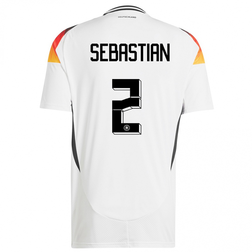 ילדים כדורגל גרמניה Jordy Sebastian #2 לבן ג'רזי ביתית 24-26