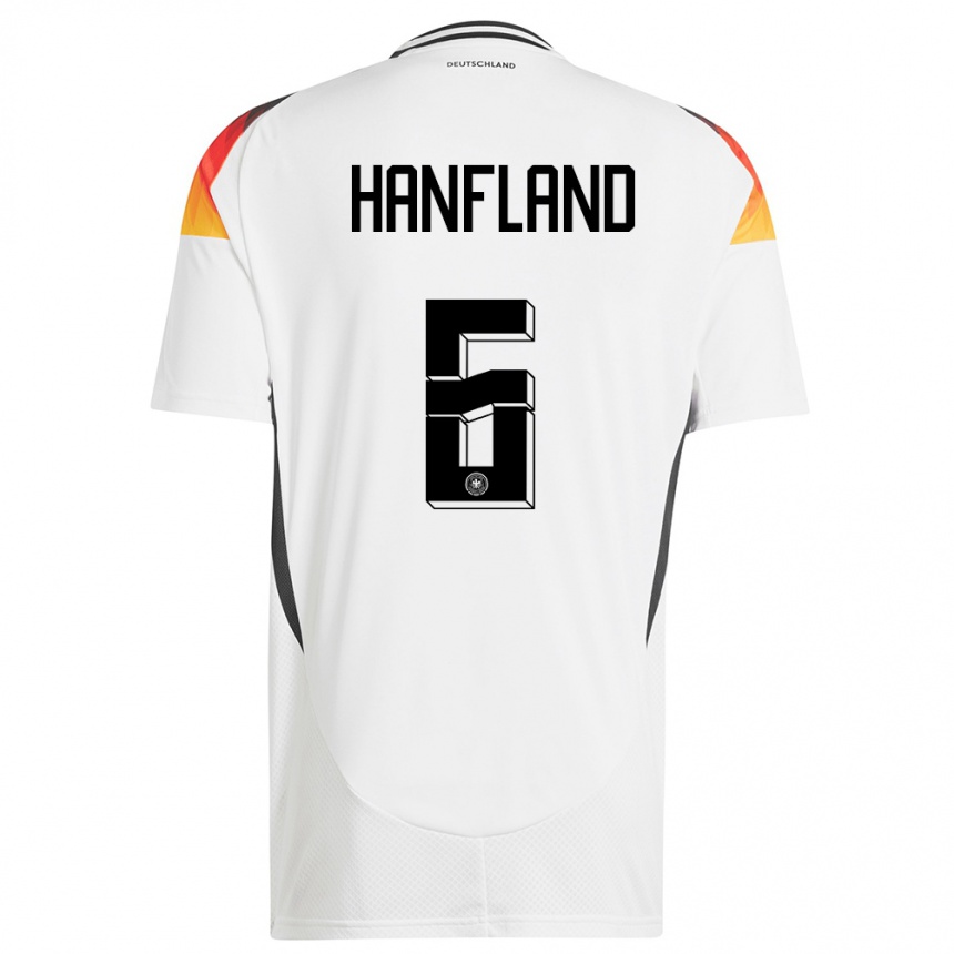 ילדים כדורגל גרמניה Paul Hanfland #6 לבן ג'רזי ביתית 24-26