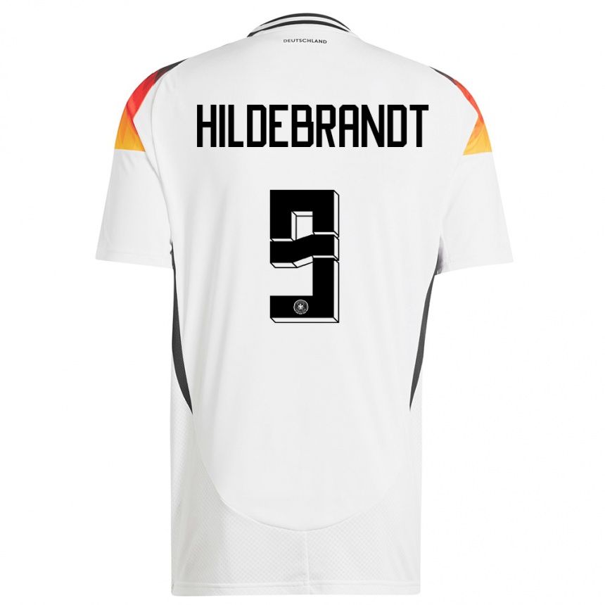 ילדים כדורגל גרמניה Niklas Hildebrandt #9 לבן ג'רזי ביתית 24-26
