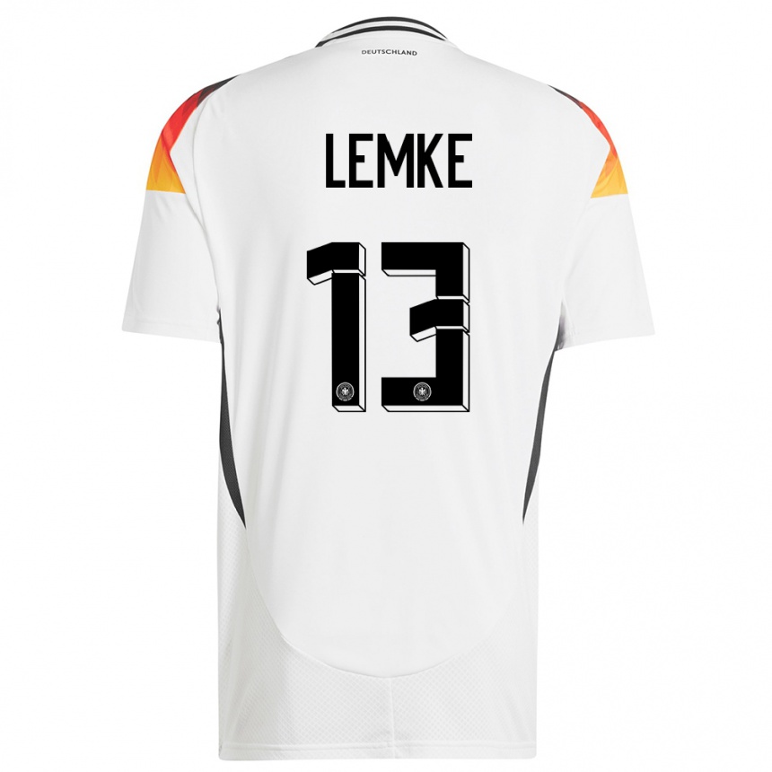 ילדים כדורגל גרמניה Louis Lemke #13 לבן ג'רזי ביתית 24-26