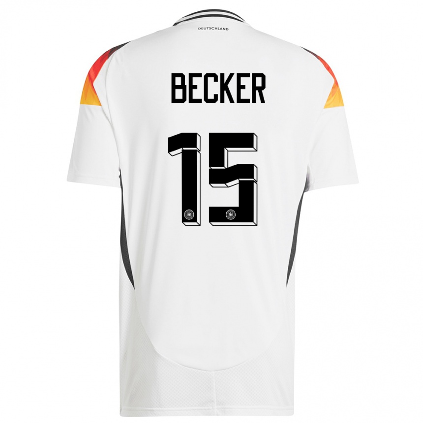 ילדים כדורגל גרמניה Jesper Becker #15 לבן ג'רזי ביתית 24-26