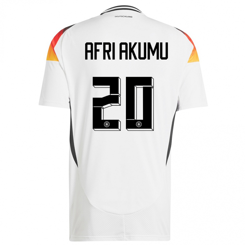 ילדים כדורגל גרמניה Maik Afri Akumu #20 לבן ג'רזי ביתית 24-26
