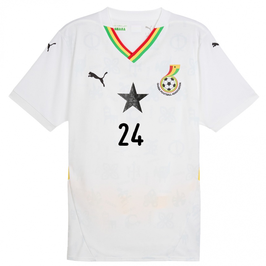 ילדים כדורגל גאנה איזק אפול #24 לָבָן ג'רזי ביתית 24-26 ילדים כדורגל גאנה איזק אפול #24 לָבָן ג'רזי ביתית 24-26