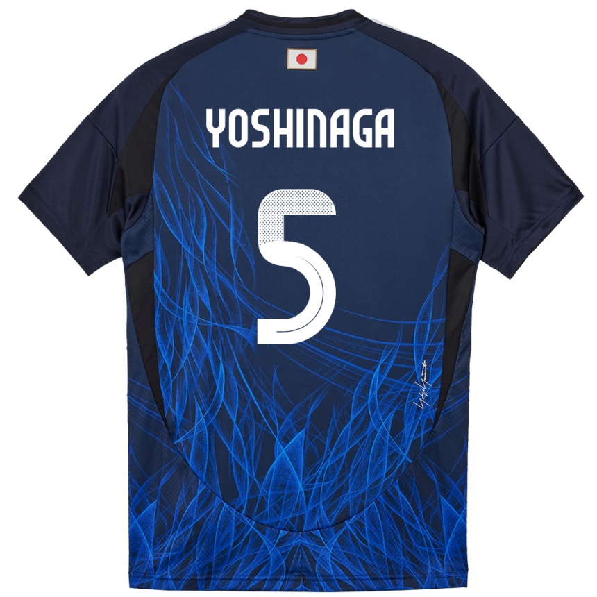 ילדים כדורגל יַפָּן Yumeki Yoshinaga #5 כחול כהה ג'רזי ביתית 24-26