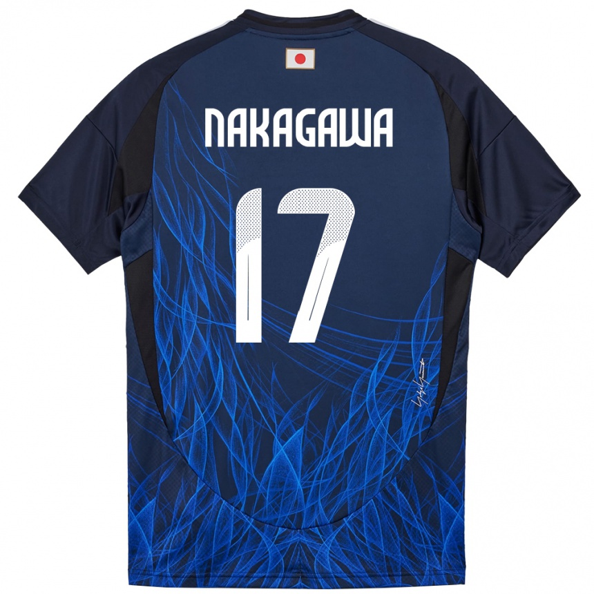 ילדים כדורגל יַפָּן Hagumu Nakagawa #17 כחול כהה ג'רזי ביתית 24-26
