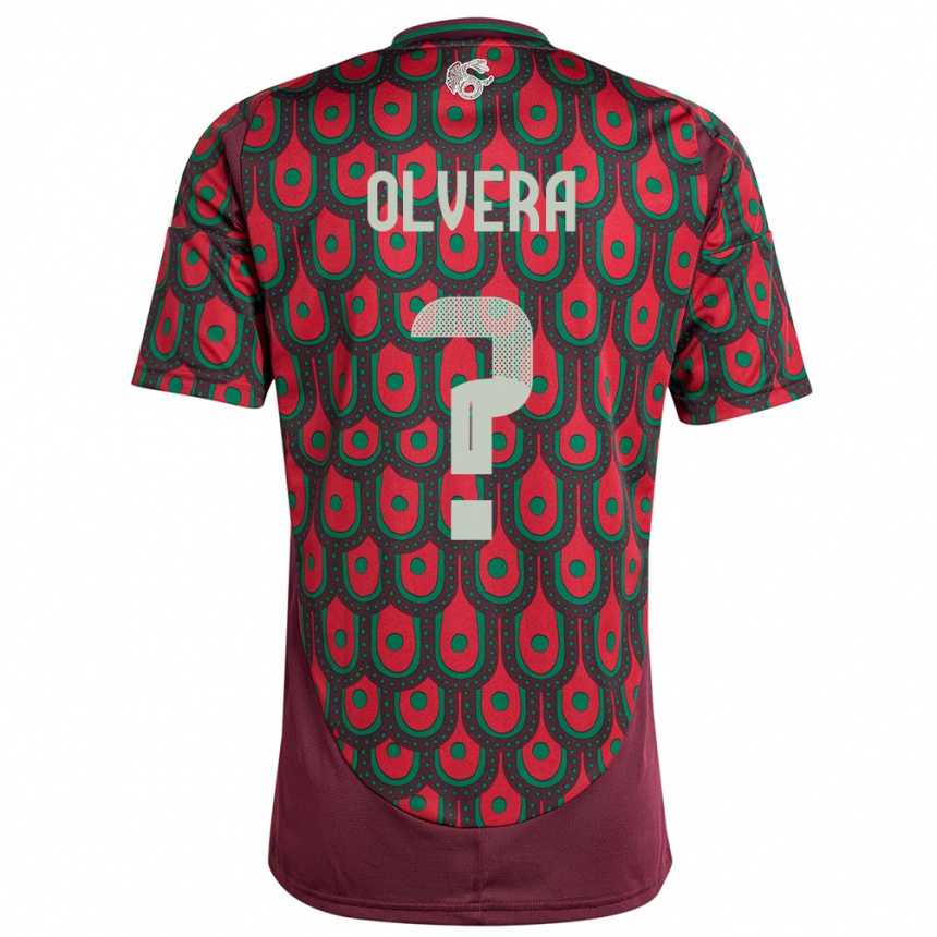 ילדים כדורגל מקסיקו Ian Olvera #0 חוּם עֲרמוֹנִי ג'רזי ביתית 24-26