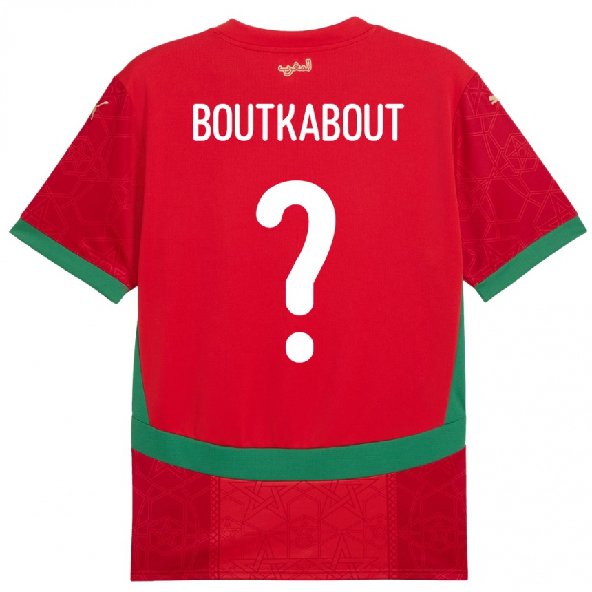 ילדים כדורגל מָרוֹקוֹ Amir Boutkabout #0 אָדוֹם ג'רזי ביתית 24-26