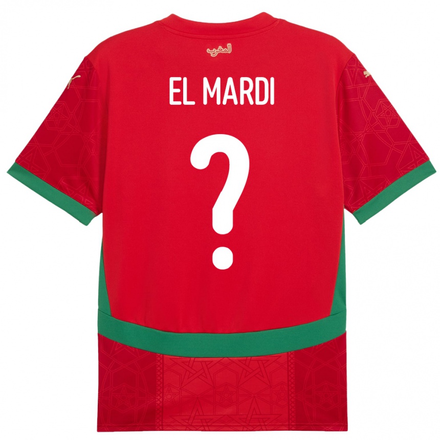 ילדים כדורגל מָרוֹקוֹ Ziyad El Mardi #0 אָדוֹם ג'רזי ביתית 24-26