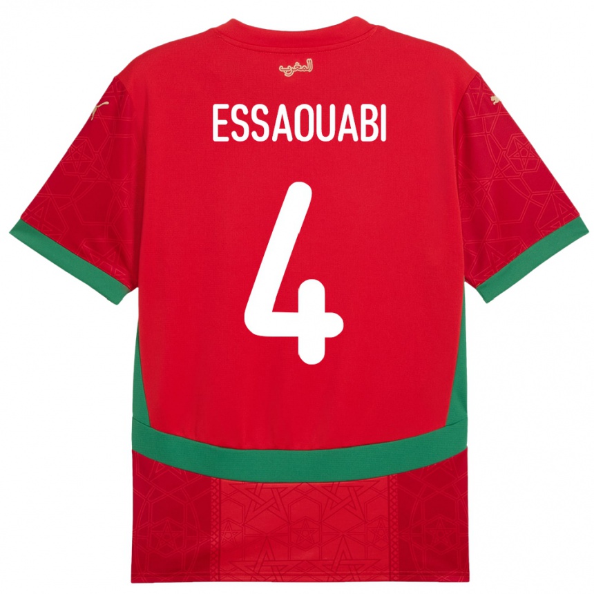 ילדים כדורגל מָרוֹקוֹ Hatim Essaouabi #4 אָדוֹם ג'רזי ביתית 24-26