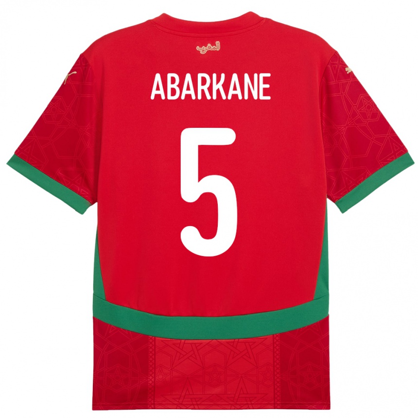 ילדים כדורגל מָרוֹקוֹ Ahmed Abarkane #5 אָדוֹם ג'רזי ביתית 24-26