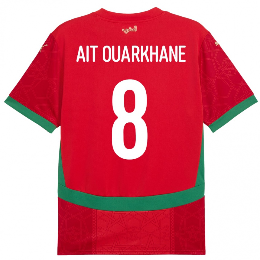 ילדים כדורגל מָרוֹקוֹ Khalid Aït Ouarkhane #8 אָדוֹם ג'רזי ביתית 24-26