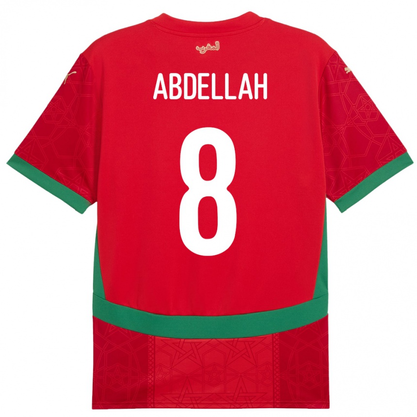 ילדים כדורגל מָרוֹקוֹ Abdellah Ouazane #8 אָדוֹם ג'רזי ביתית 24-26