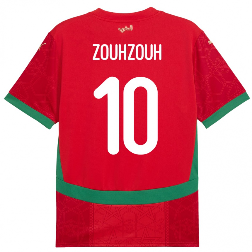 ילדים כדורגל מָרוֹקוֹ Amine Zouhzouh #10 אָדוֹם ג'רזי ביתית 24-26