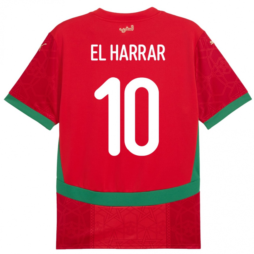 ילדים כדורגל מָרוֹקוֹ Mohamed El Harrar #10 אָדוֹם ג'רזי ביתית 24-26