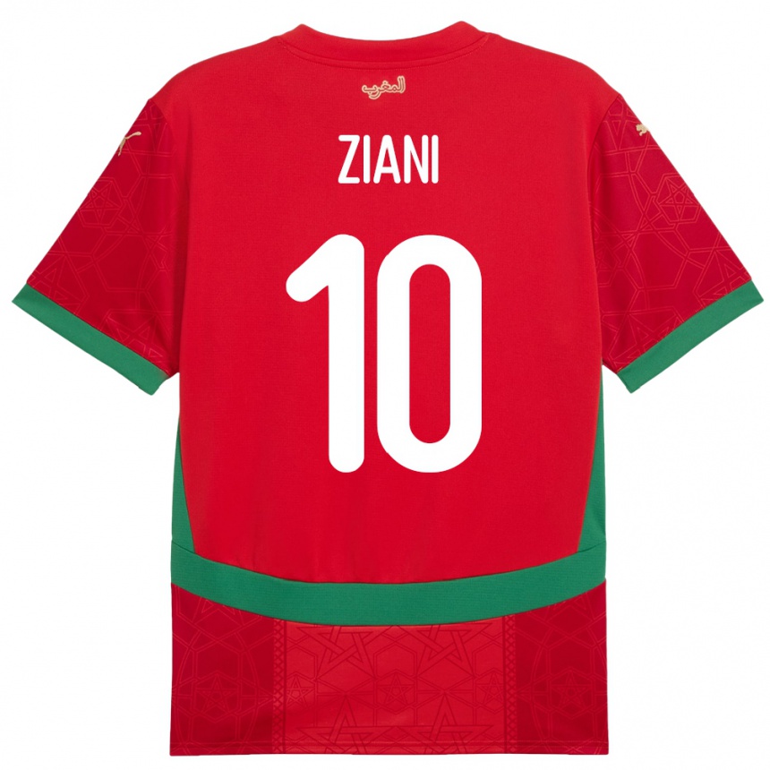 ילדים כדורגל מָרוֹקוֹ Ismael Ziani #10 אָדוֹם ג'רזי ביתית 24-26