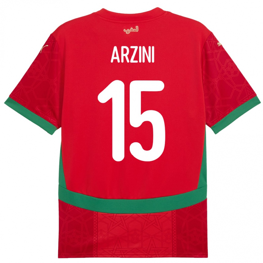 ילדים כדורגל מָרוֹקוֹ Ilyas Arzini #15 אָדוֹם ג'רזי ביתית 24-26
