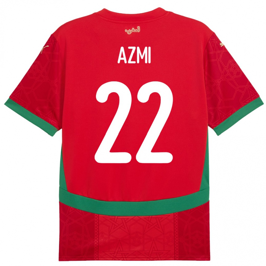 ילדים כדורגל מָרוֹקוֹ אחמד עזמי #22 אָדוֹם ג'רזי ביתית 24-26